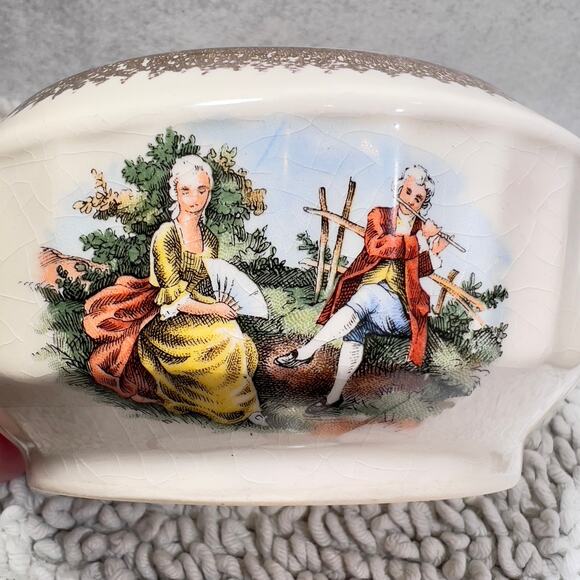 Cronin China Creamer or Gravy Boat & Lidded Sugar Bowl Minerva OH CO12 Gold Whit - Picture 10 of 16